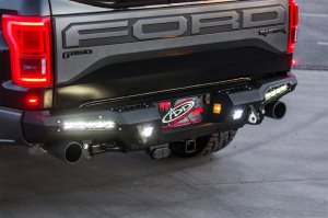 Ford F-150 Raptor Bumper - Rear - Addictive Desert Designs - HoneyBadger with 10in SR LED Mounts - Hammer Black - `17-`18